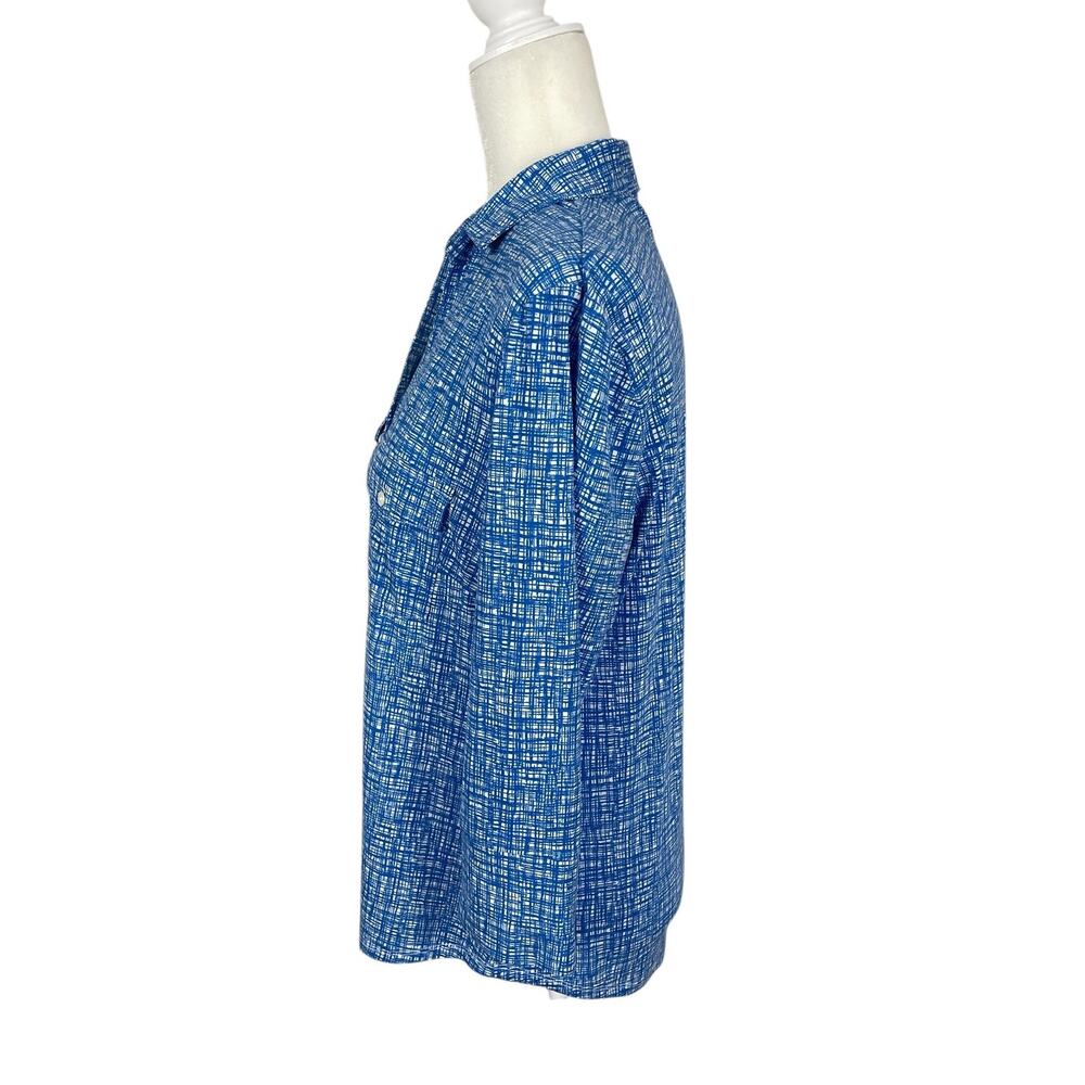 J. McLaughlin Catalina Cloth Button Front Top Blue Large Casual Classic Career - Picture 3 of 8